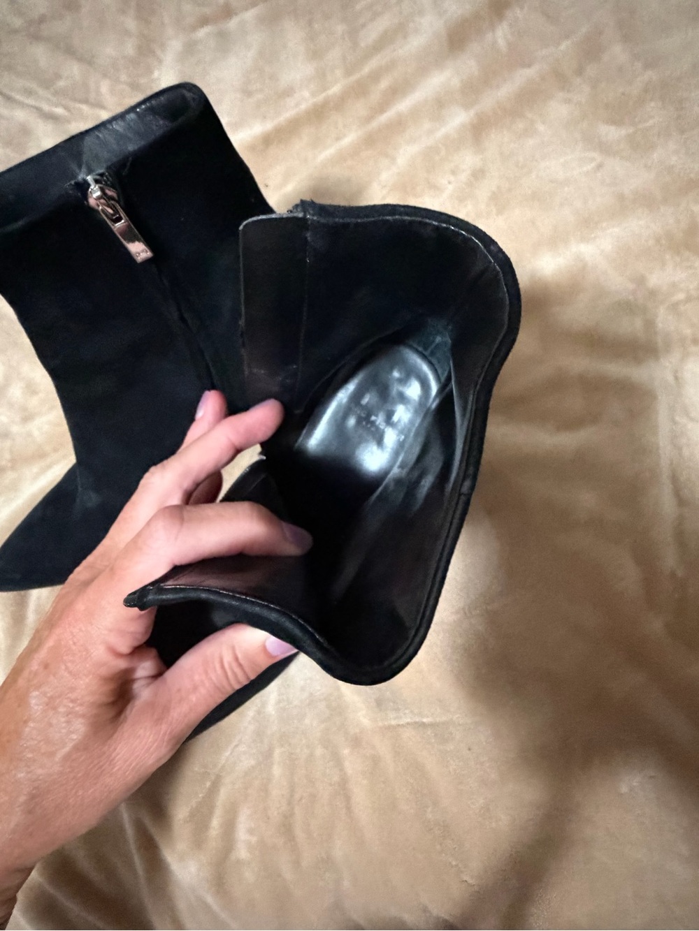 Marc Fisher LTD Alfie Block Heel Black Women’s Pointed-Toe Suede Ankle Boots 7.5 - Picture 6 of 7